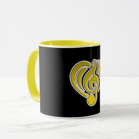Vibrationen Musical Liebe Yellow Heart Musiknote D Tasse (Vorderseite Links)