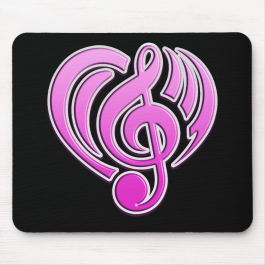 Vibrationen Musikalische Liebe Rosa Herz Musiknote Mousepad (Vorne)