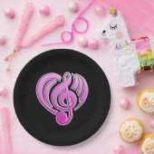 Vibrationen Musikalische Liebe Rosa Herz Musiknote Pappteller (Party)