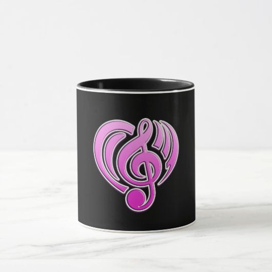 Vibrationen Musikalische Liebe Rosa Herz Musiknote Tasse (Zentrum)
