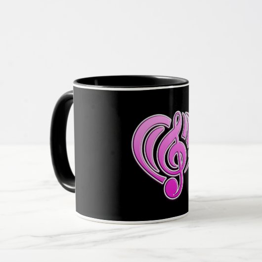 Vibrationen Musikalische Liebe Rosa Herz Musiknote Tasse (Vorderseite Links)