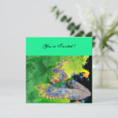 VIBRATIONEN VON MATERIALIEN , grün-gelb Einladung (Stehend Vorderseite)