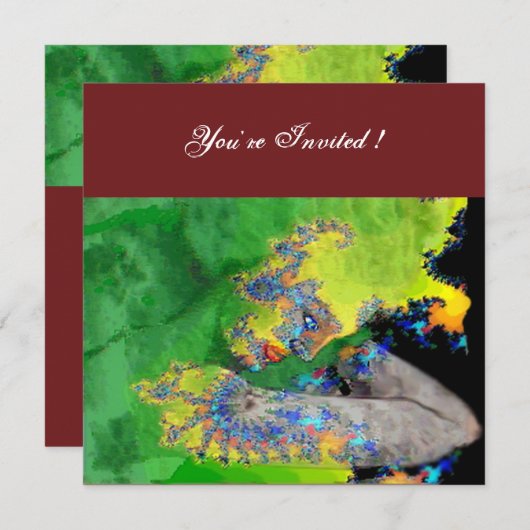 VIBRATIONEN VON MATERIALIEN , grün-gelb-rot Einladung (Vorne/Hinten)