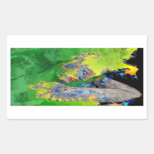 VIBRATIONEN VON MATERIALIEN, LADY IN GRÜNGELBEN FR RECHTECKIGER AUFKLEBER