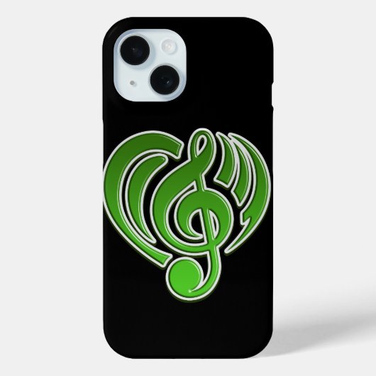 Vibrations Musical Liebe Green Heart Musiknote DJ Case-Mate iPhone Hülle (Rückseite)
