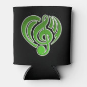 Vibrations Musical Liebe Green Heart Musiknote DJ Dosenkühler (Vorderseite)