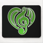 Vibrations Musical Liebe Green Heart Musiknote DJ Mousepad (Vorne)