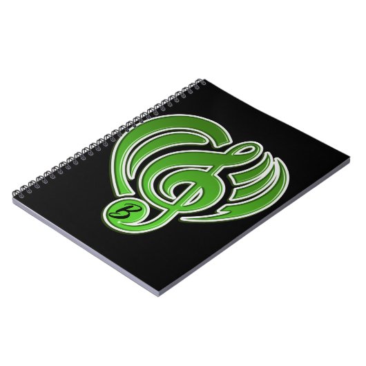 Vibrations Musical Liebe Green Heart Musiknote DJ Notizblock (Linke Seite)