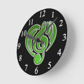 Vibrations Musical Liebe Green Heart Musiknote DJ Runde Wanduhr (Winkel)