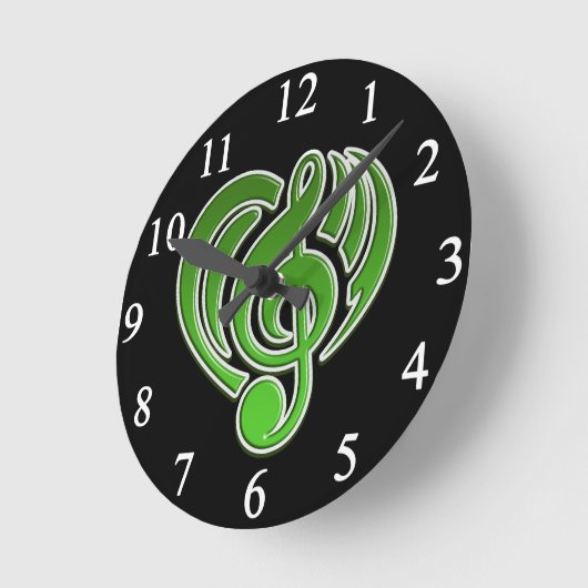 Vibrations Musical Liebe Green Heart Musiknote DJ Runde Wanduhr (Winkel)