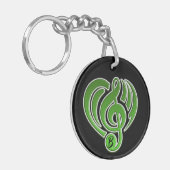 Vibrations Musical Liebe Green Heart Musiknote DJ Schlüsselanhänger (Vorderseite links)