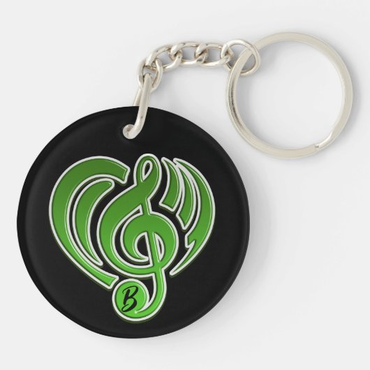 Vibrations Musical Liebe Green Heart Musiknote DJ Schlüsselanhänger (Rückseite)
