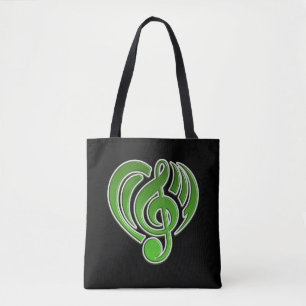 Vibrations Musical Liebe Green Heart Musiknote DJ Tasche