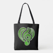 Vibrations Musical Liebe Green Heart Musiknote DJ Tasche (Rückseite)
