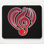 Vibrations Musical Liebe Red Heart Musiknote DJ Mousepad (Vorne)