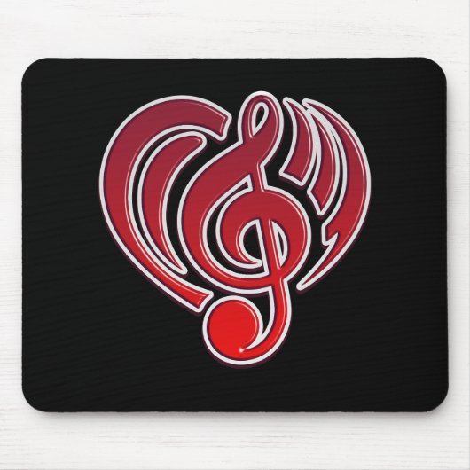 Vibrations Musical Liebe Red Heart Musiknote DJ Mousepad (Vorne)