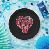 Vibrations Musical Liebe Red Heart Musiknote DJ Pappteller (Party)