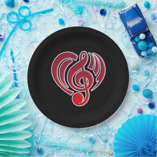Vibrations Musical Liebe Red Heart Musiknote DJ Pappteller (Party)