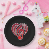 Vibrations Musical Liebe Red Heart Musiknote DJ Pappteller (Party)