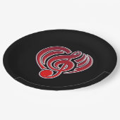 Vibrations Musical Liebe Red Heart Musiknote DJ Pappteller (Schrägansicht)