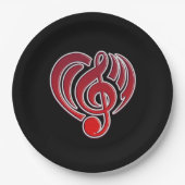 Vibrations Musical Liebe Red Heart Musiknote DJ Pappteller (Vorderseite)