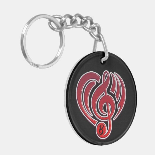 Vibrations Musical Liebe Red Heart Musiknote DJ Schlüsselanhänger (Vorderseite links)