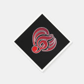 Vibrations Musical Liebe Red Heart Musiknote DJ Serviette (Ecke)