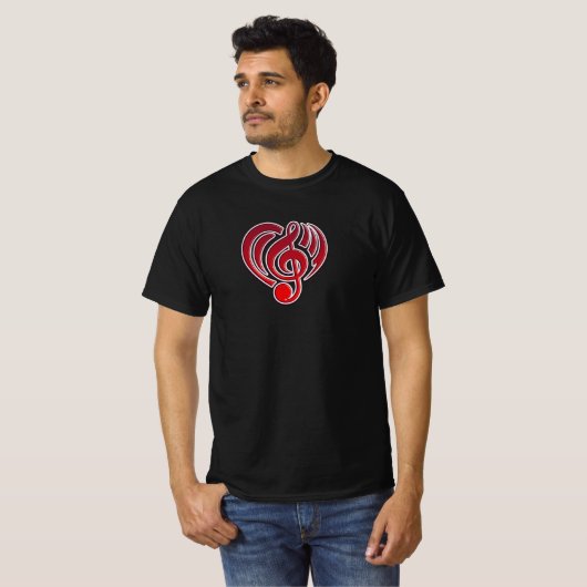 Vibrations Musical Liebe Red Heart Musiknote DJ T-Shirt (Vorne ganz)