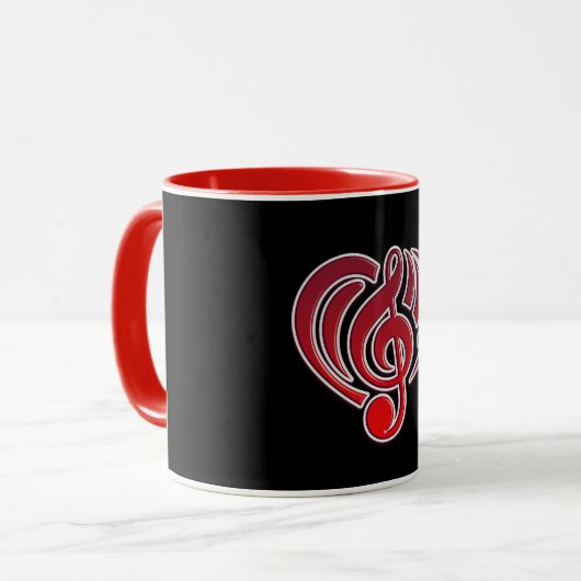 Vibrations Musical Liebe Red Heart Musiknote DJ Tasse (Vorderseite Links)