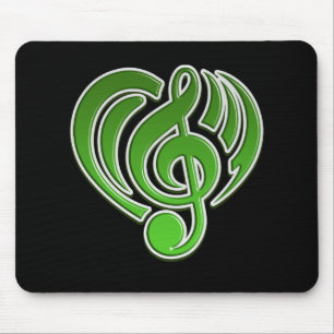Vibrations Musical Love Green Herz Musik Note DJ Mousepad