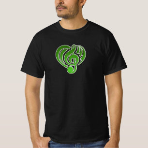 Vibrations Musical Love Green Herz Musik Note DJ T-Shirt