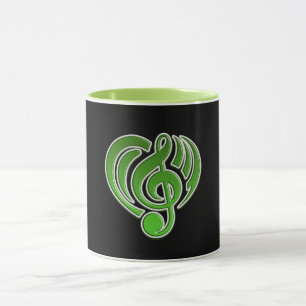 Vibrations Musical Love Green Herz Musik Note DJ Tasse