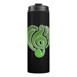 Vibrations Musical Love Green Herz Musik Note DJ Thermosbecher