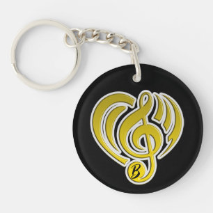Vibrations Musical Love Yellow Heart Musiknote DJ Schlüsselanhänger