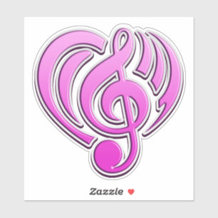 Vibrations Musikalische Liebe Rosa Herz Musiknote Aufkleber