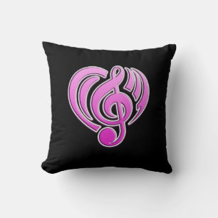 Vibrations Musikalische Liebe Rosa Herz Musiknote  Kissen