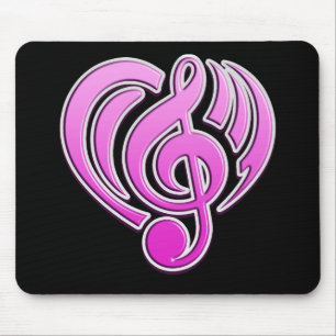 Vibrations Musikalische Liebe Rosa Herz Musiknote Mousepad