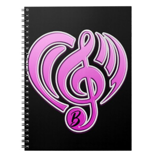 Vibrations Musikalische Liebe Rosa Herz Musiknote Notizblock (Vorderseite)