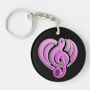 Vibrations Musikalische Liebe Rosa Herz Musiknote  Schlüsselanhänger