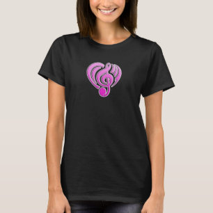 Vibrations Musikalische Liebe Rosa Herz Musiknote T-Shirt