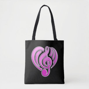 Vibrations Musikalische Liebe Rosa Herz Musiknote Tasche
