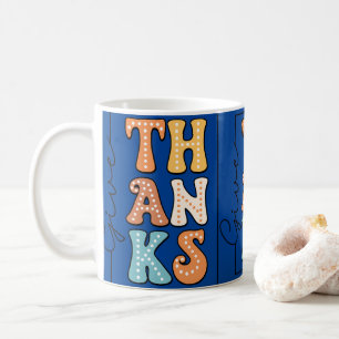 Vibriant Retro 'THANKS' Mug Wird Playful Polka Dot Kaffeetasse