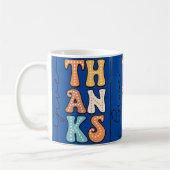 Vibriant Retro 'THANKS' Mug Wird Playful Polka Dot Kaffeetasse (Links)