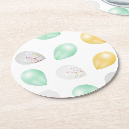 Vibrierende 3D-Balloons Paper-Untersetzer Runder Pappuntersetzer (Angewinkelt)