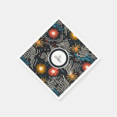 Vibrierende Abstrakte Blütenwellen auf Schwarz Serviette (Ecke)