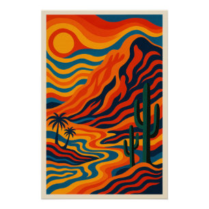 Vibrierende abstrakte Wüstenlandschaft Poster
