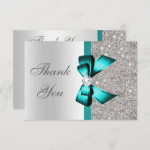 Vibrierende aquamarine Bogen-Silber-Diamanten Dankeskarte (Vorne/Hinten)