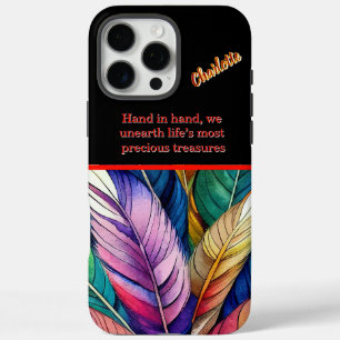 Vibrierende Aquarellfedern in einem künstlerischen iPhone 16 Pro Max Hülle