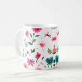 Vibrierende Blumenmuster Art Kaffeetasse (Vorderseite Links)