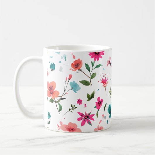 Vibrierende Blumenmuster Art Kaffeetasse (Links)